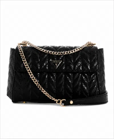 Guess Stacey Flap Small Convertible Crossbody Handbag In Black