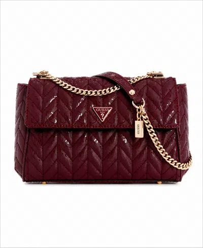 Guess Stacey Flap Small Convertible Crossbody Handbag In Merlot