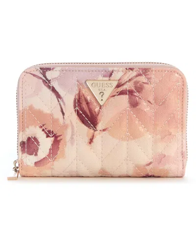 Guess Stacey Zip Around Wallet In Floral Multi