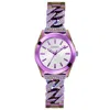 Guess Multicolor Stainless Steel Bracelet Watch In Purple