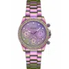 Guess Purple Stainless Steel Watch In Purple