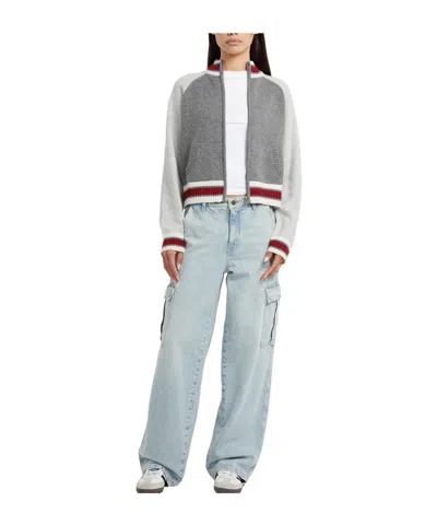 Guess Standcollar Zipup Knit Jacket In Green
