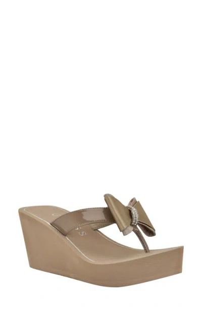 Guess Stazie Platform Wedge Sandal In Brown