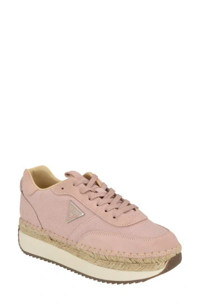 Guess Stefen Espadrille Platform Trainer In Light Pink - Textile,suede