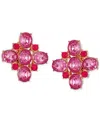 Guess Stone & Imitation Pearl Flower Clip-on Stud Earrings In Pink