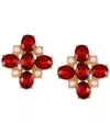 Guess Stone & Imitation Pearl Flower Clip-on Stud Earrings In Red