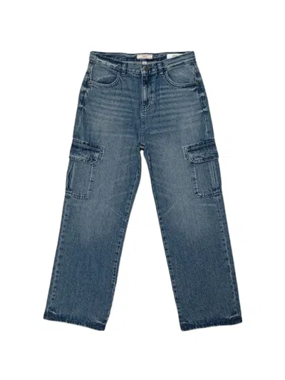 Guess Kids' Straight-leg Cargo Jeans In Blue