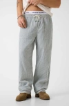 Guess Stripe Drawstring Pants In Gray