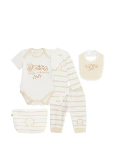 Guess Striped Babygrow Set In White