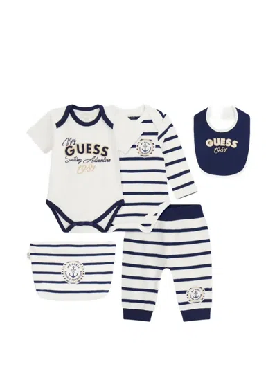 Guess Striped Babygrow Set In White