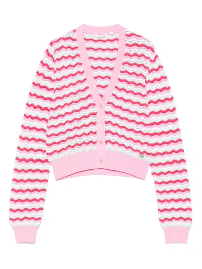 Guess Kids' Striped Cardigan In Pink