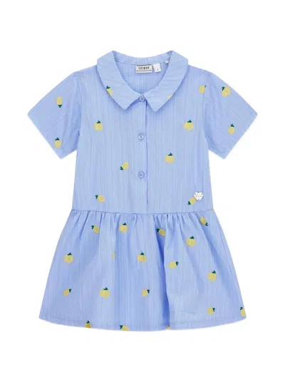 Guess Kids' Striped Lemon-embroidered Dress In Multi