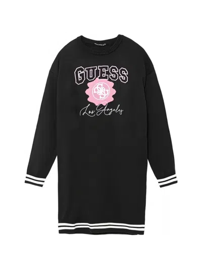 Guess Kids' Striped-trim Mini Dress In Black