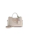 Guess Structured Leather Top Handle Bag In Beige
