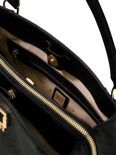 Guess Structured Polyurethane Satchel Bag In Black