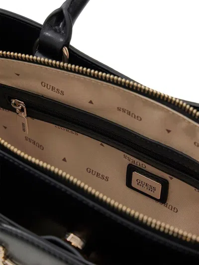 Guess Structured Polyurethane Satchel In Black