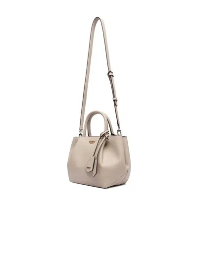Guess Structured Polyurethane Tote Bag In Beige