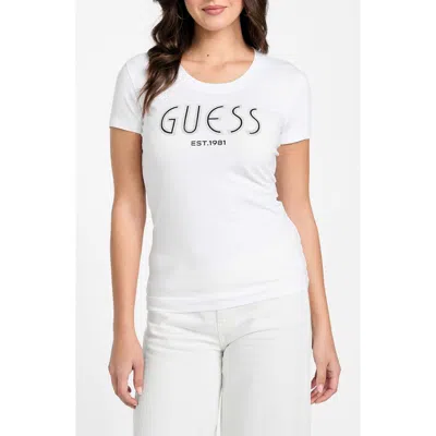 Guess Studded Logo Graphic T-shirt In White