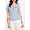 Guess Studded Logo Graphic T-shirt In Blue