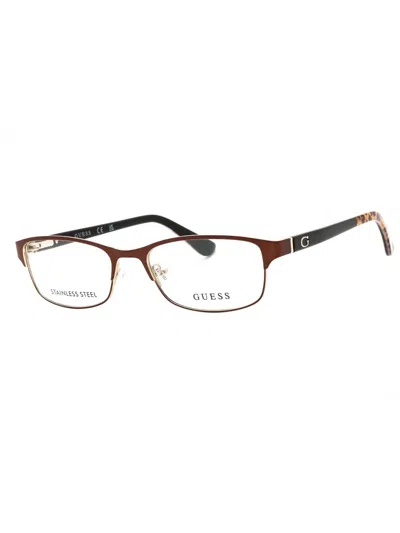 Guess Stylish Rectangular Eyeglasses For Women - Gu2614 Size 49 In Brown