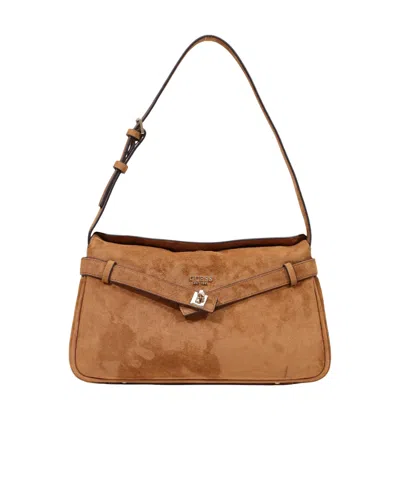 Guess Suede Shoulder Bag In Brown