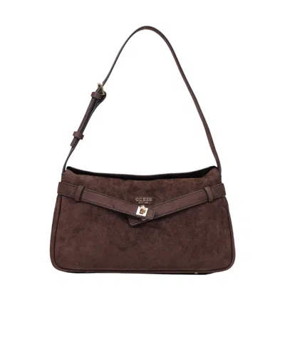 Guess Suede Shoulder Bag In Brown