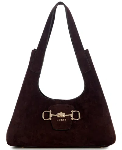 Guess Sunset Medium Hobo Handbag In Burgundy