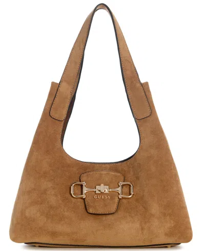 Guess Sunset Medium Hobo Handbag In Tan