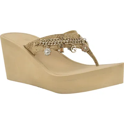 Guess Sutton Platform Wedge Sandal In Neutral
