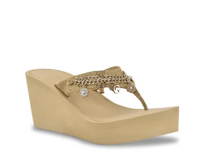 Guess Sutton Wedge Sandal In Gold