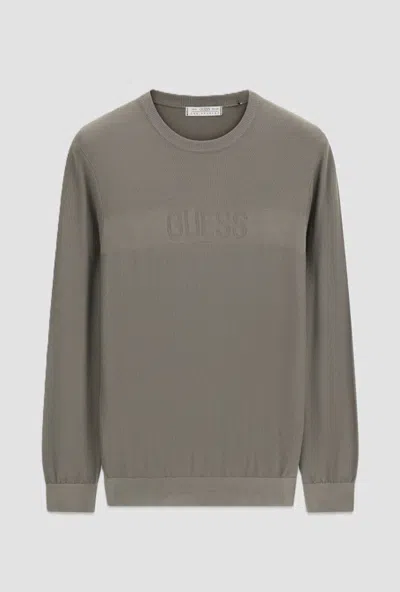 Guess Sweater With Logo Man Grey In Gray