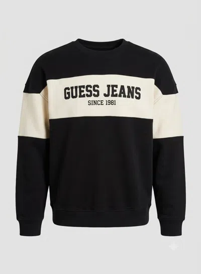 Guess Sweatshirt With Horizontal Line Man Black
