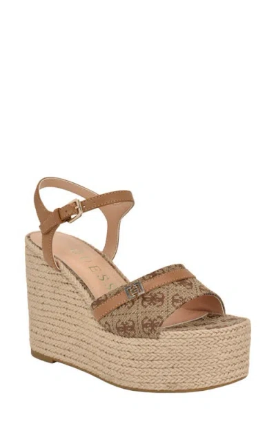 Guess Taani Platform Wedge Sandal In Medium Brown