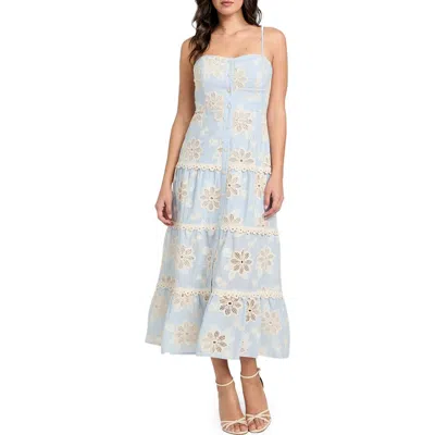 Guess Tabitha Floral Embroidered Tiered Cotton Sundress