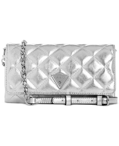 Guess Tali Crossbody Flap Organizer In Metallic