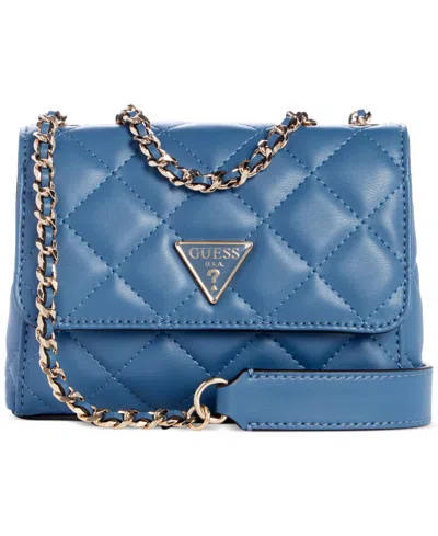 Guess Tali Mini Convertible Crossbody Flap In Blue