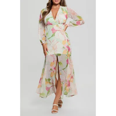 Guess Talia Tropical Floral Long Sleeve Dress