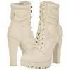 Guess Tanisa Boots Women's Ivory Side Zipper High Block Heel Bootie Lion781 In Multi