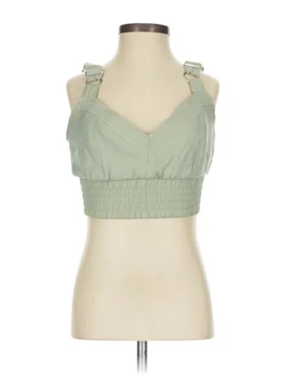 Pre-owned Guess Tank Top Green Halter Neckline Tops