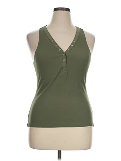 Pre-owned Guess Tank Top Green Halter Neckline Tops