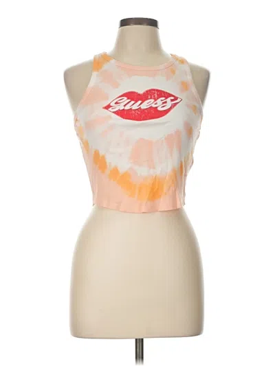 Pre-owned Guess Tank Top Orange Halter Neckline Tops