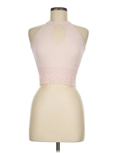 Pre-owned Guess Tank Top Pink Halter Neckline Tops