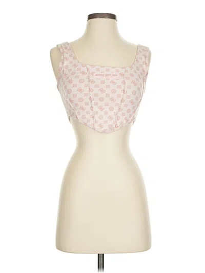 Pre-owned Guess Tank Top Pink Sweetheart Neckline Tops