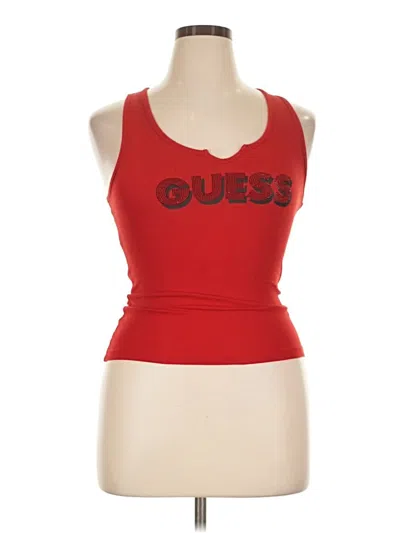 Pre-owned Guess Tank Top Red Halter Neckline Tops