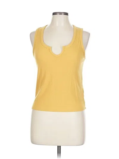 Pre-owned Guess Tank Top Yellow Halter Neckline Tops
