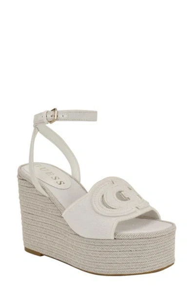 Guess Tanveey Platform Wedge Sandal In White