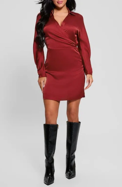 Guess Women's Tanya Collared Long-sleeve Dress In Siren Red