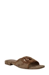 Guess Women's Tarishae One Band Quattro-g Slip On Flat Sandals In Medium Brown
