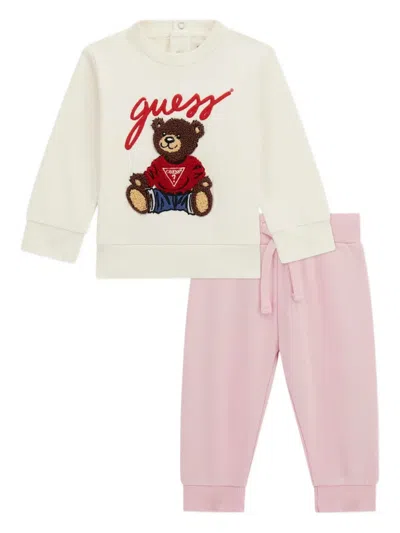 Guess Babies' Teddy-applique Tracksuit In Pink