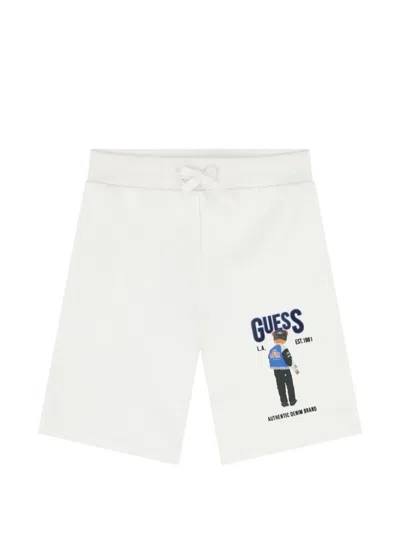 Guess Kids' Teddy Bear Drawstring-fastening Shorts In White